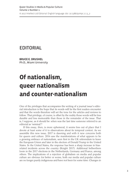 Of Nationalism, Queer Nationalism and Counter-Nationalism