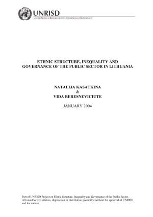 Ethnic Structure, Inequality and Governance of the Public Sector in Lithuania