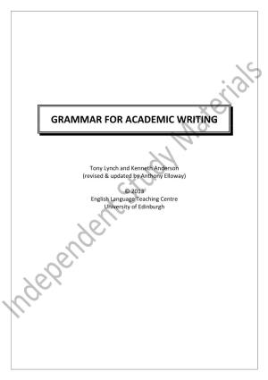 Grammar for Academic Writing