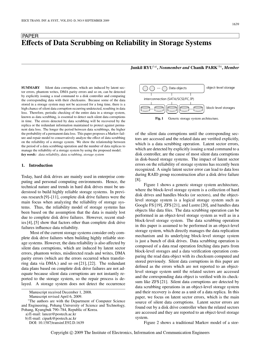 Effects of Data Scrubbing on Reliability in Storage Systems 1641