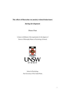 The Effect of Fluoxetine on Anxiety-Related Behaviours During Development