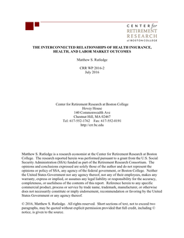 The Interconnected Relationships of Health Insurance, Health, and Labor Market Outcomes