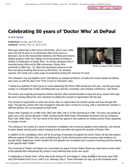 Celebrating 50 Years of 'Doctor Who' at Depaul - Arts & Life - the Depaulia - the Student Newspaper of Depaul University Advertise | Staff | Login | Register