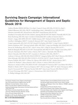 International Guidelines for Management of Sepsis and Septic Shock: 2016