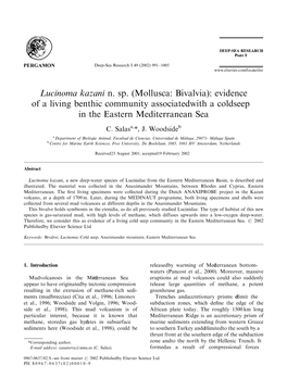 Mollusca: Bivalvia): Evidence of a Living Benthic Community Associatedwith a Coldseep in the Eastern Mediterranean Sea