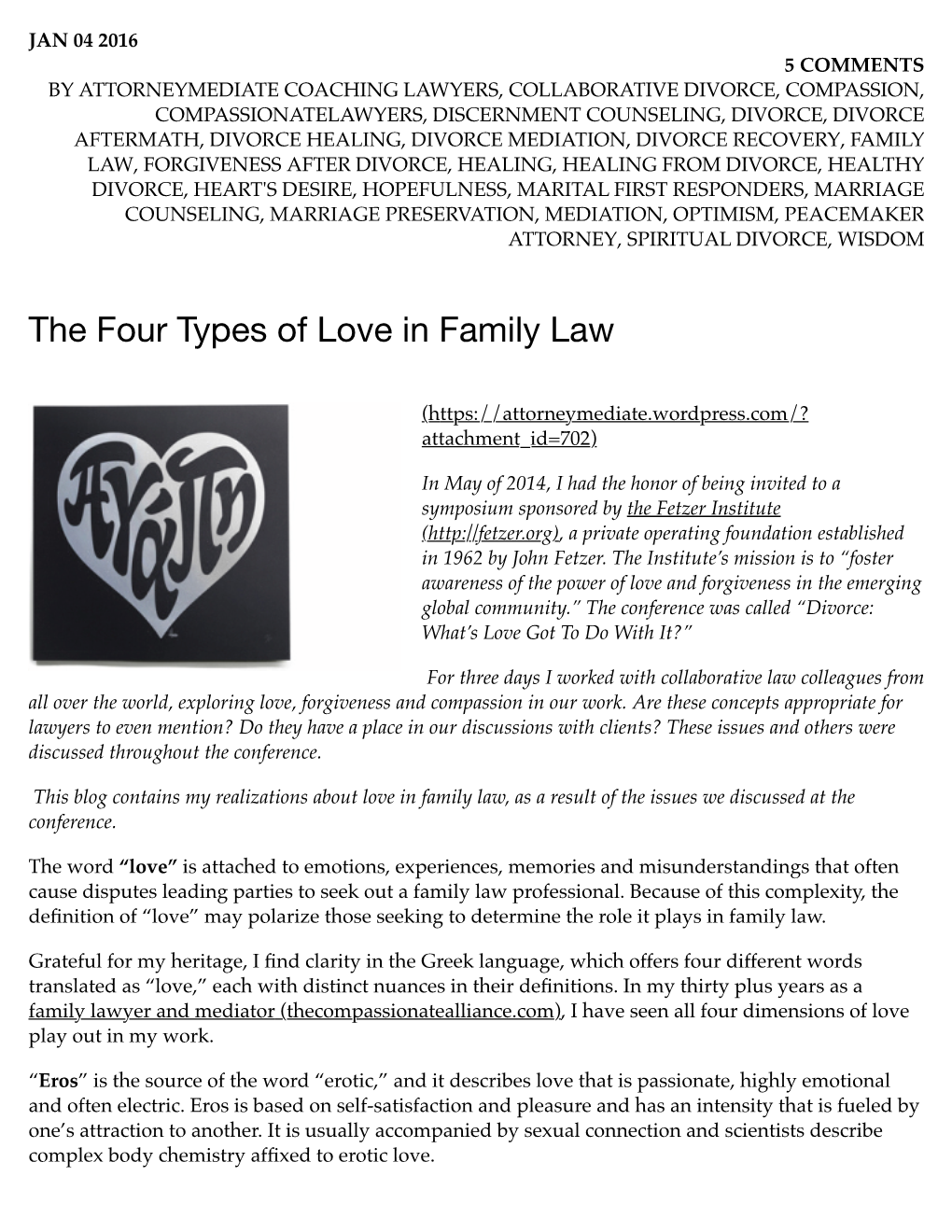 The Four Types of Love in Family Law