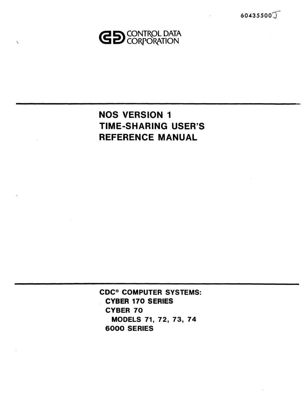 Nos Version 1 Time-Sharing User's Reference Manual