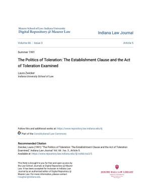 The Establishment Clause and the Act of Toleration Examined