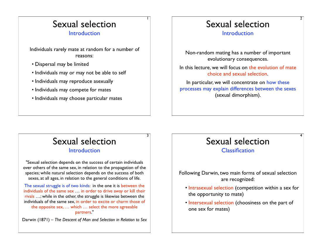 Sexual Selection Sexual Selection Sexual Selection
