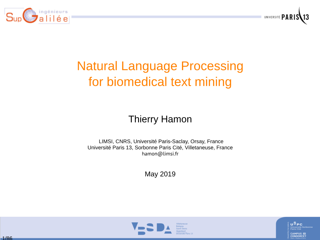 Natural Language Processing for Biomedical Text Mining