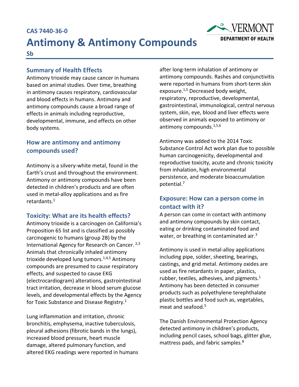 Antimony & Antimony Compounds