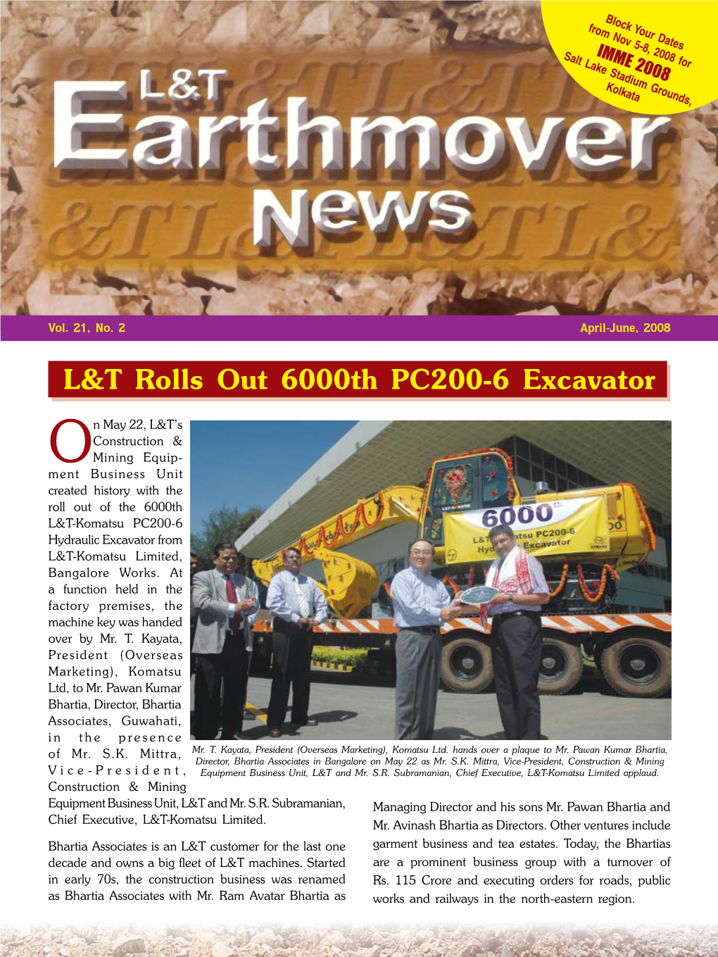 L&T Earthmover News – April-June, 2008