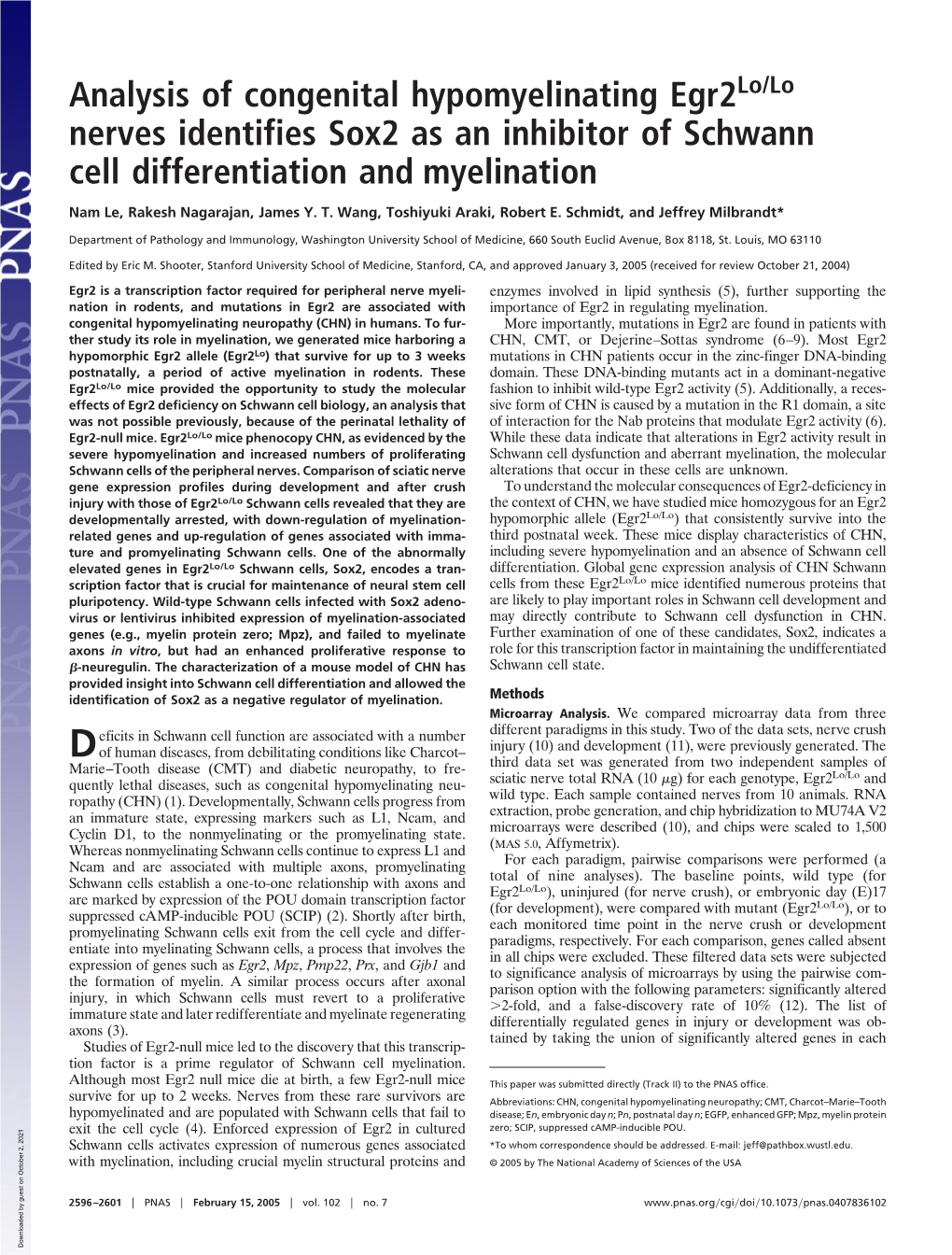 Nerves Identifies Sox2 As an Inhibitor of Schwann Cell Differentiation and Myelination