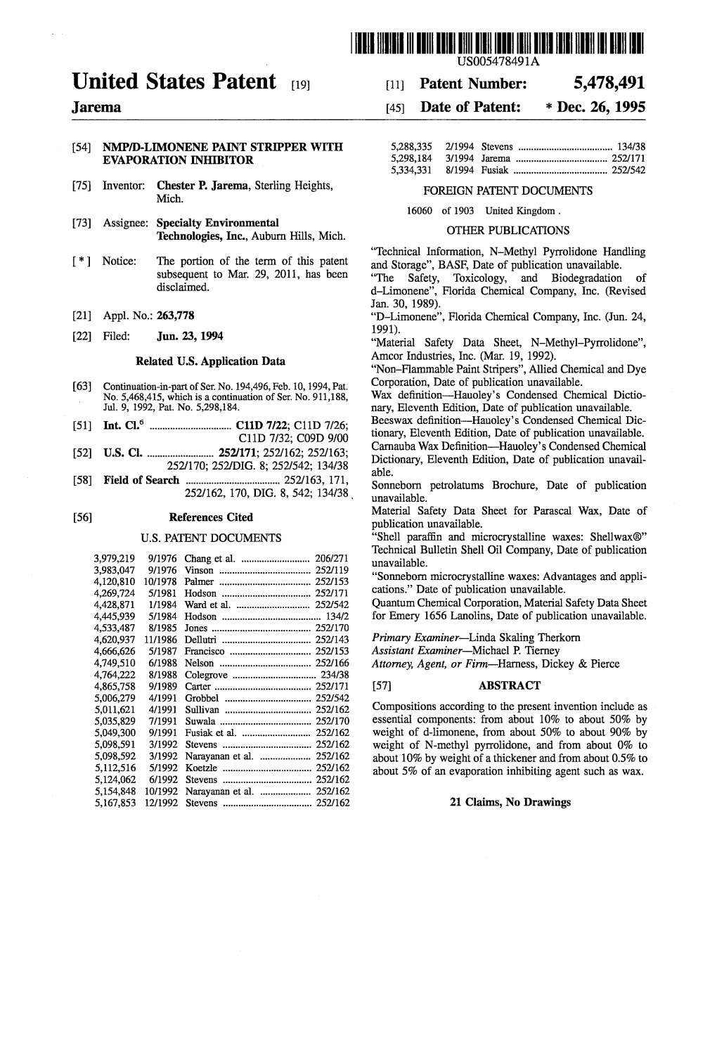 US5478491.Pdf