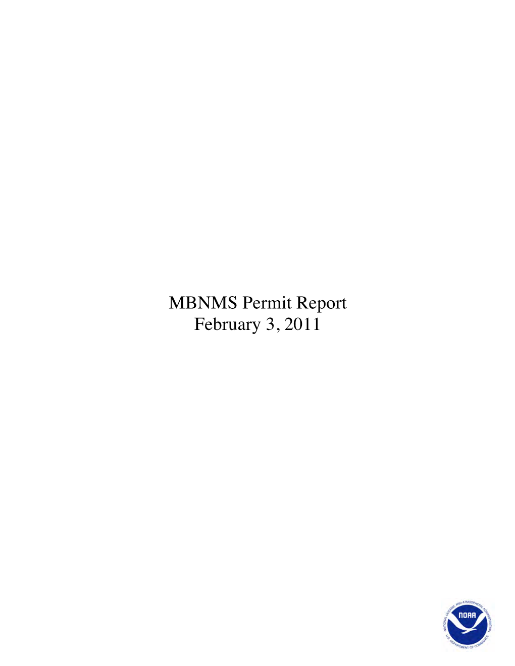 MBNMS Permit Activity Report 2/3/11