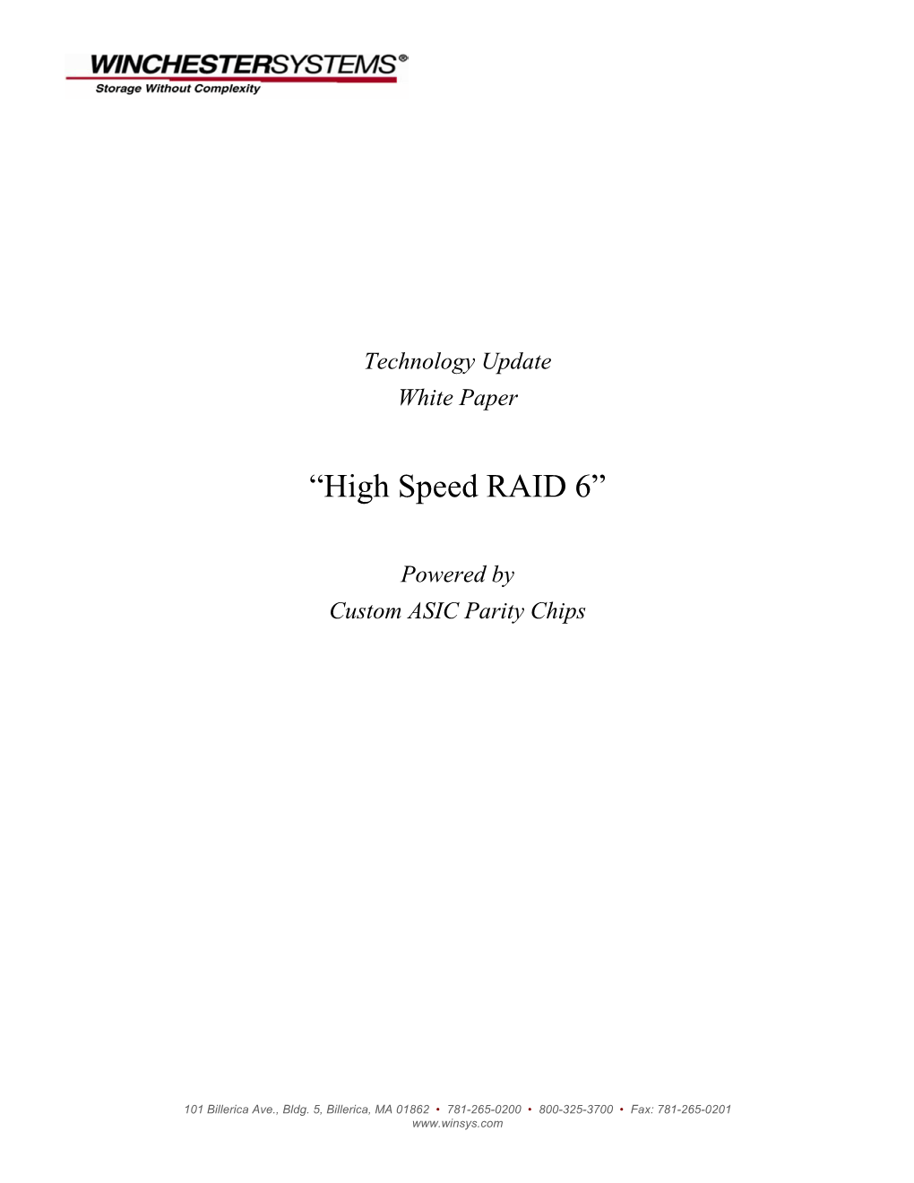 “High Speed RAID 6”