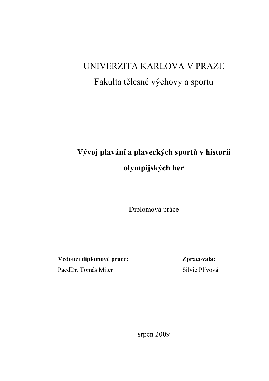 6 Plavání a Plavecké Sporty Na Olympijských Hrách