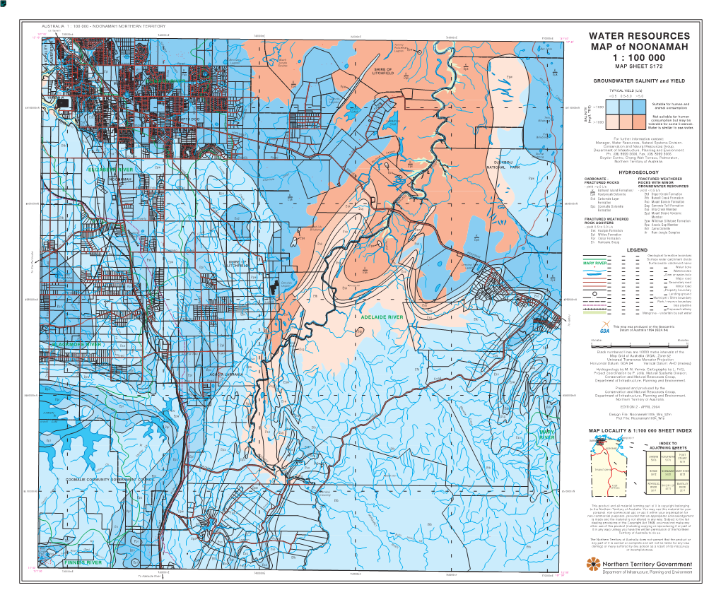 WATER RESOURCES MAP of NOONAMAH 1 : 100