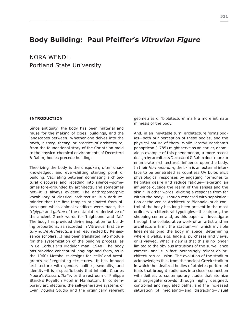 Body Building: Paul Pfeiffer's Vitruvian Figure