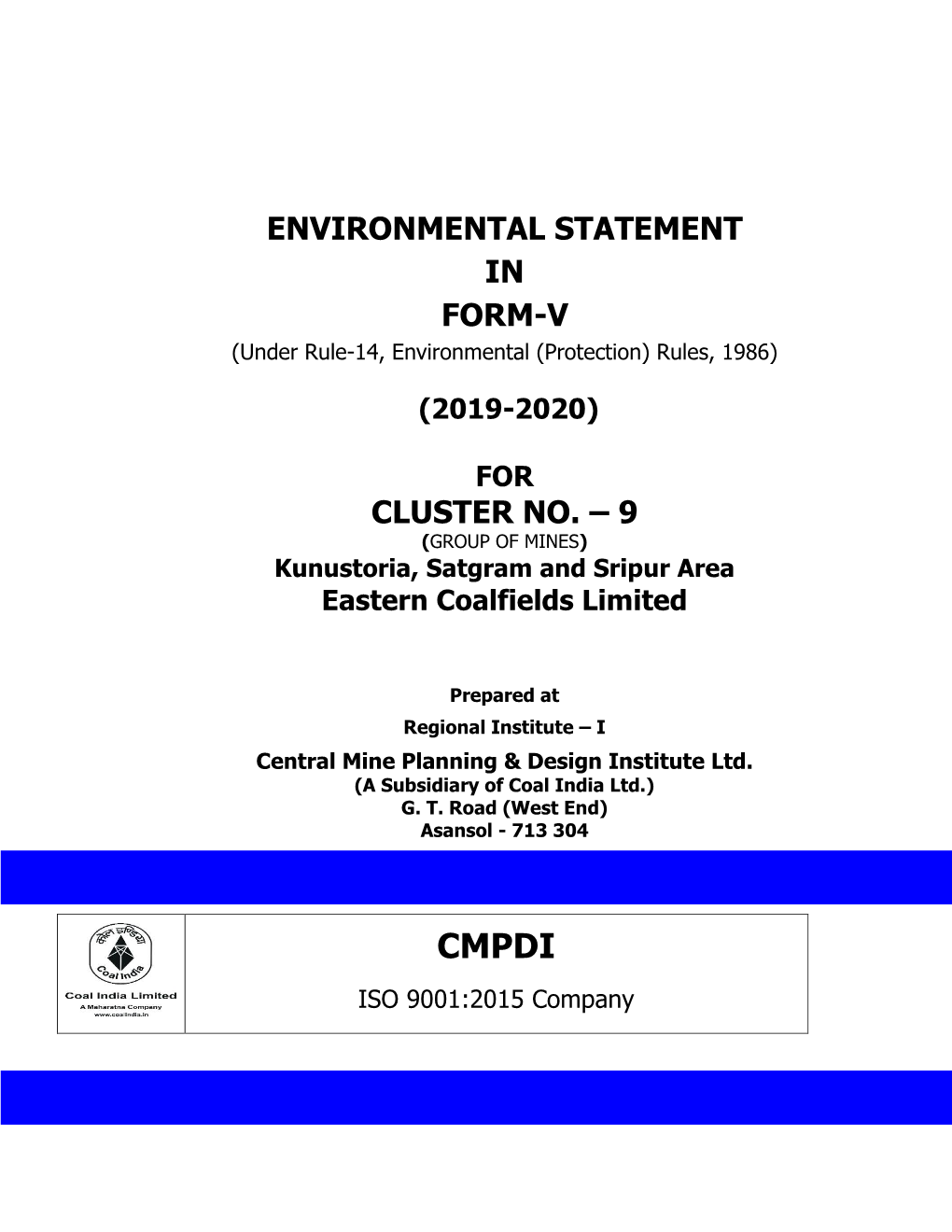 Environmental Statement in Form-V Cluster No