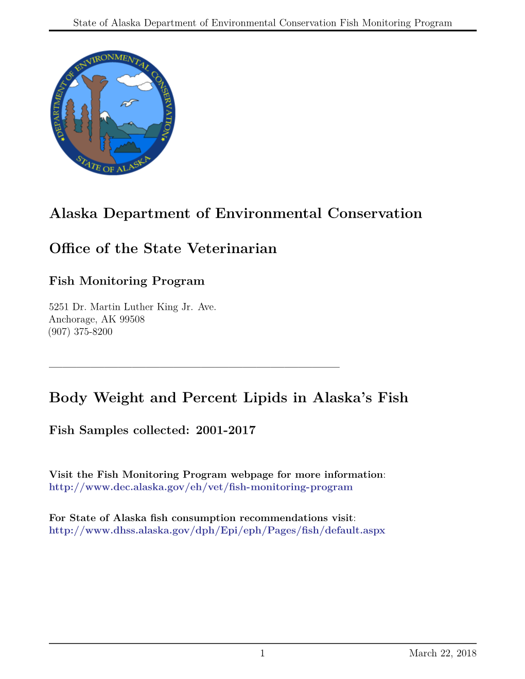 Alaska Department of Environmental Conservation Office of the State