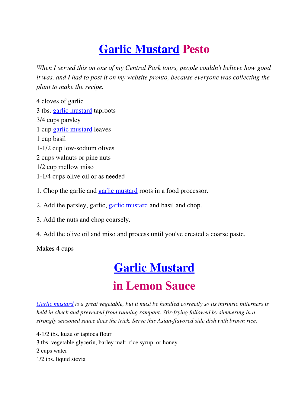 Garlic Mustard Pesto