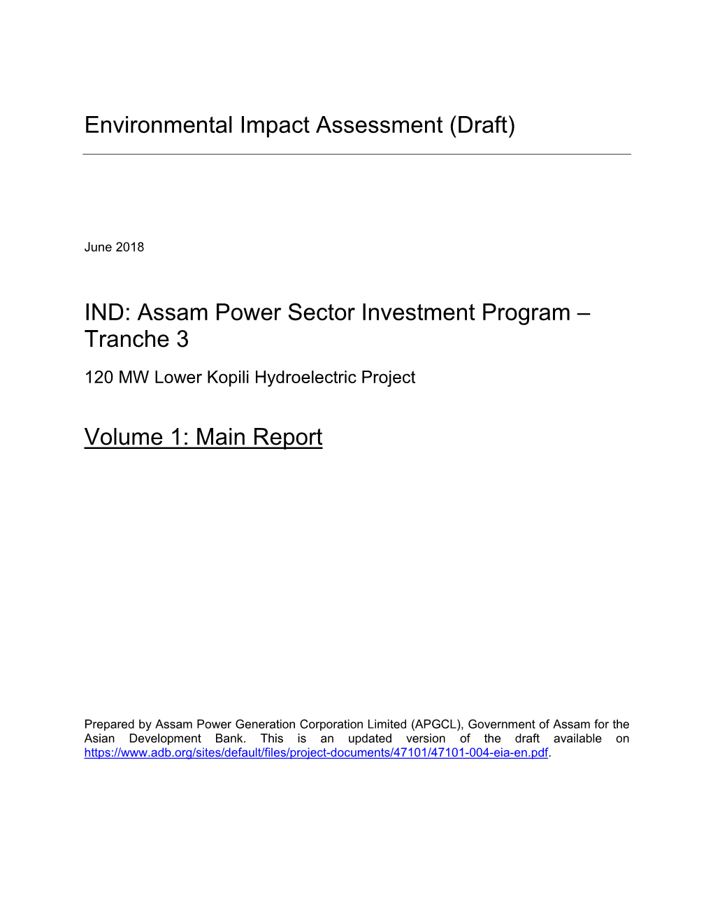 Environmental Impact Assessment (Draft) IND