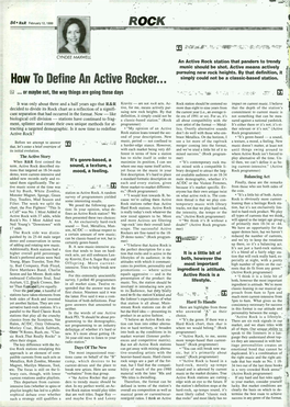 How to Define an Active Rocker... Simply Could Not Be a Classic -Based Station