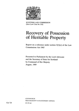 Report on Recovery of Possession of Heritable Property