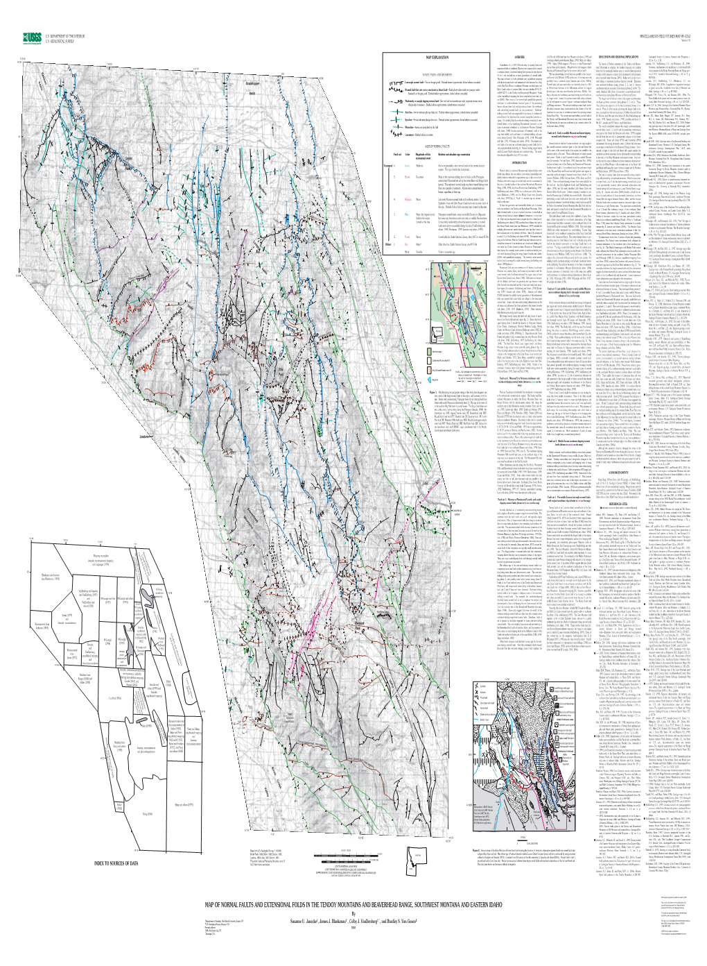 MAP of NORMAL FAULTS and EXTENSIONAL FOLDS in the TENDOY MOUNTAINS and BEAVERHEAD RANGE, SOUTHWEST MONTANA and EASTERN IDAHO Endorsement by the U.S