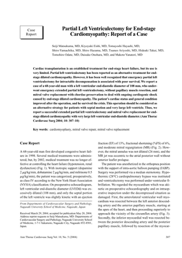 Partial Left Ventriculectomy for End-Stage Cardiomyopathy: Report