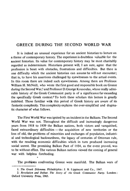 Greece During the Second World War