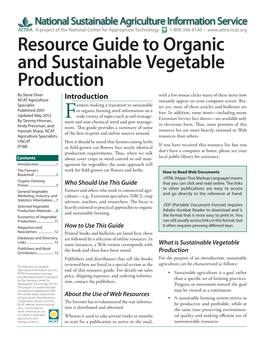 Resource Guide to Organic and Sustainable Vegetable Production