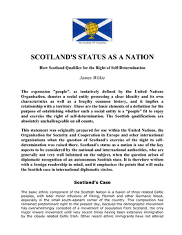 Scotland's Status As a Nation