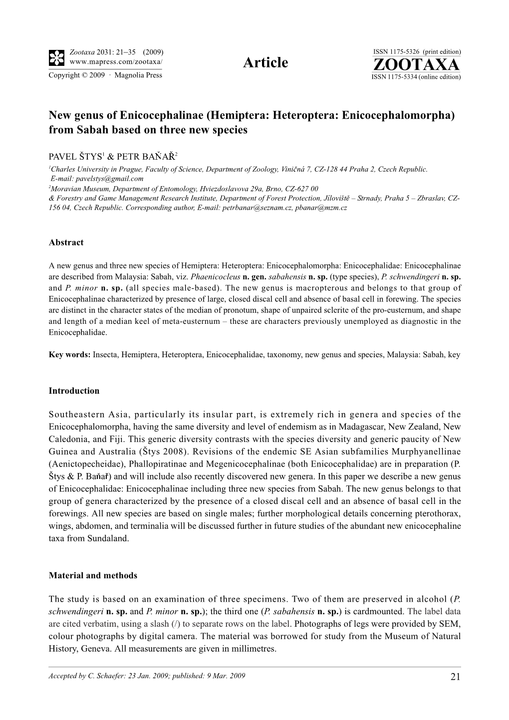 Hemiptera: Heteroptera: Enicocephalomorpha) from Sabah Based on Three New Species