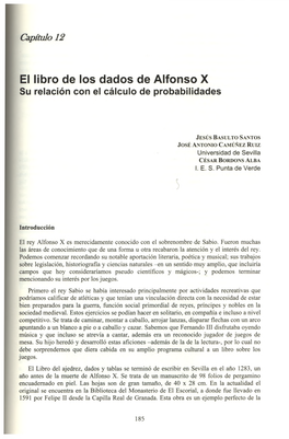 El Libro De Los Dados De Alfonso X Su Relación Con El Cálculo De Probabilidades