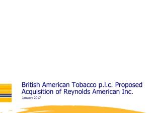 British American Tobacco P.L.C. Proposed Acquisition of Reynolds American Inc