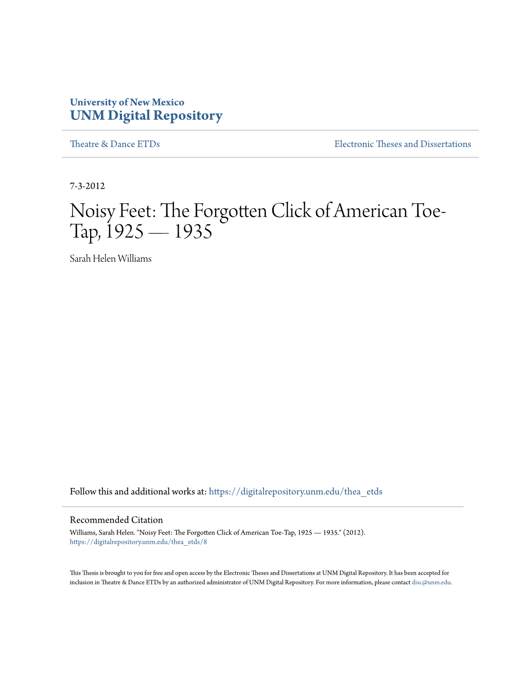 The Forgotten Click of American Toe-Tap, 1925 – 1935
