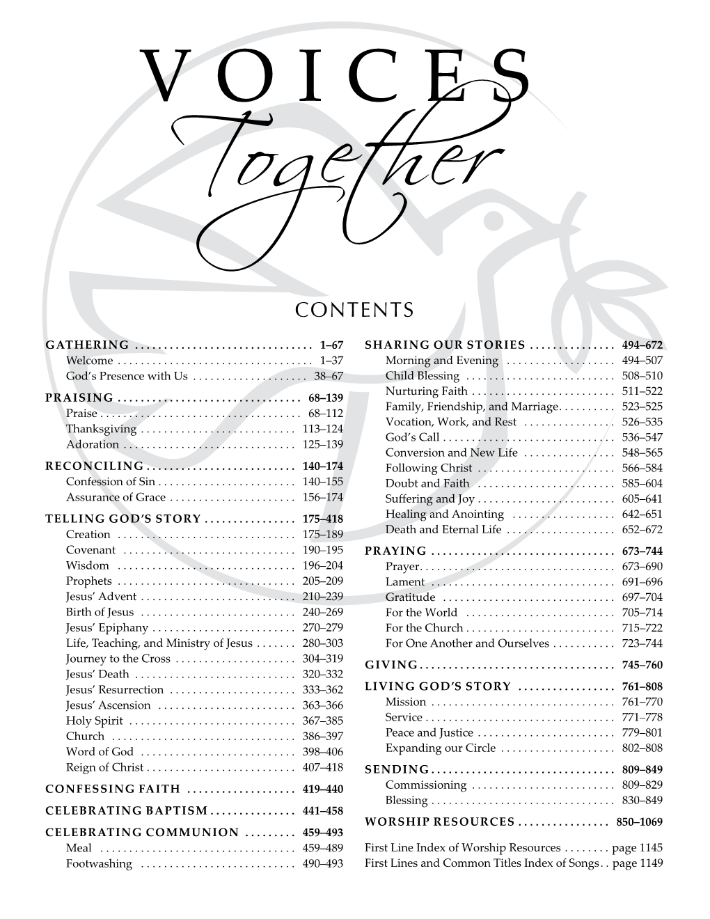 Full Table of Contents