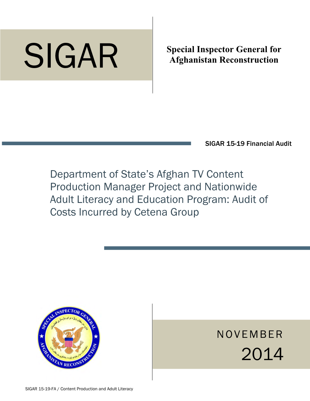 Department of State's Afghan TV Content Production