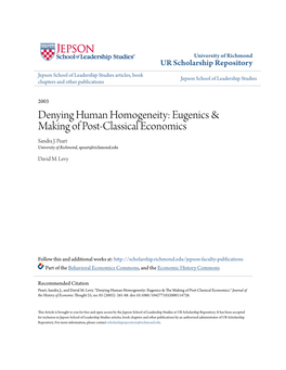 Eugenics & Making of Post-Classical Economics
