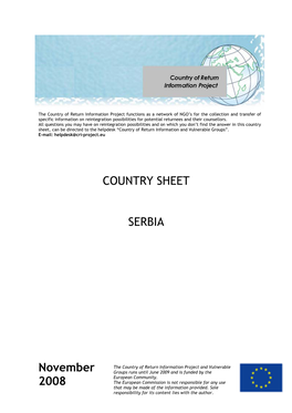 COUNTRY SHEET SERBIA November 2008