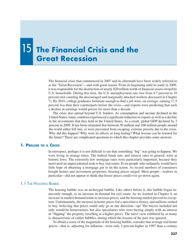 15 the Financial Crisis and the Great Recession