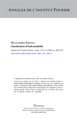 Classification of Nash Manifolds