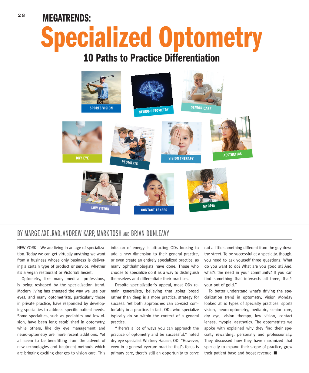 Specialized Optometry 10 Paths to Practice Differentiation