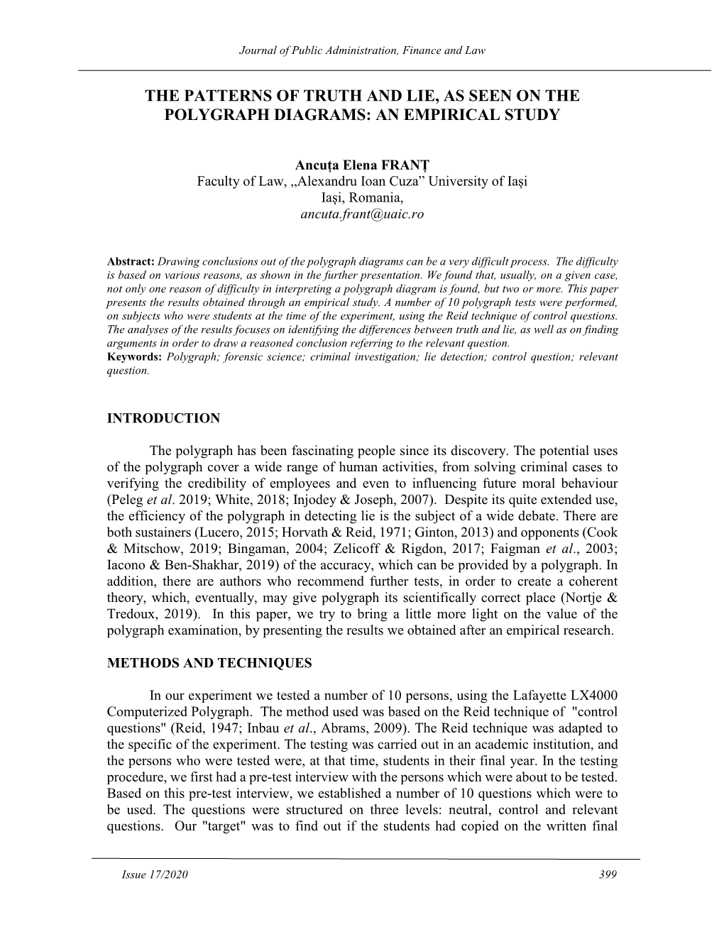 The Patterns of Truth and Lie, As Seen on the Polygraph Diagrams: an Empirical Study