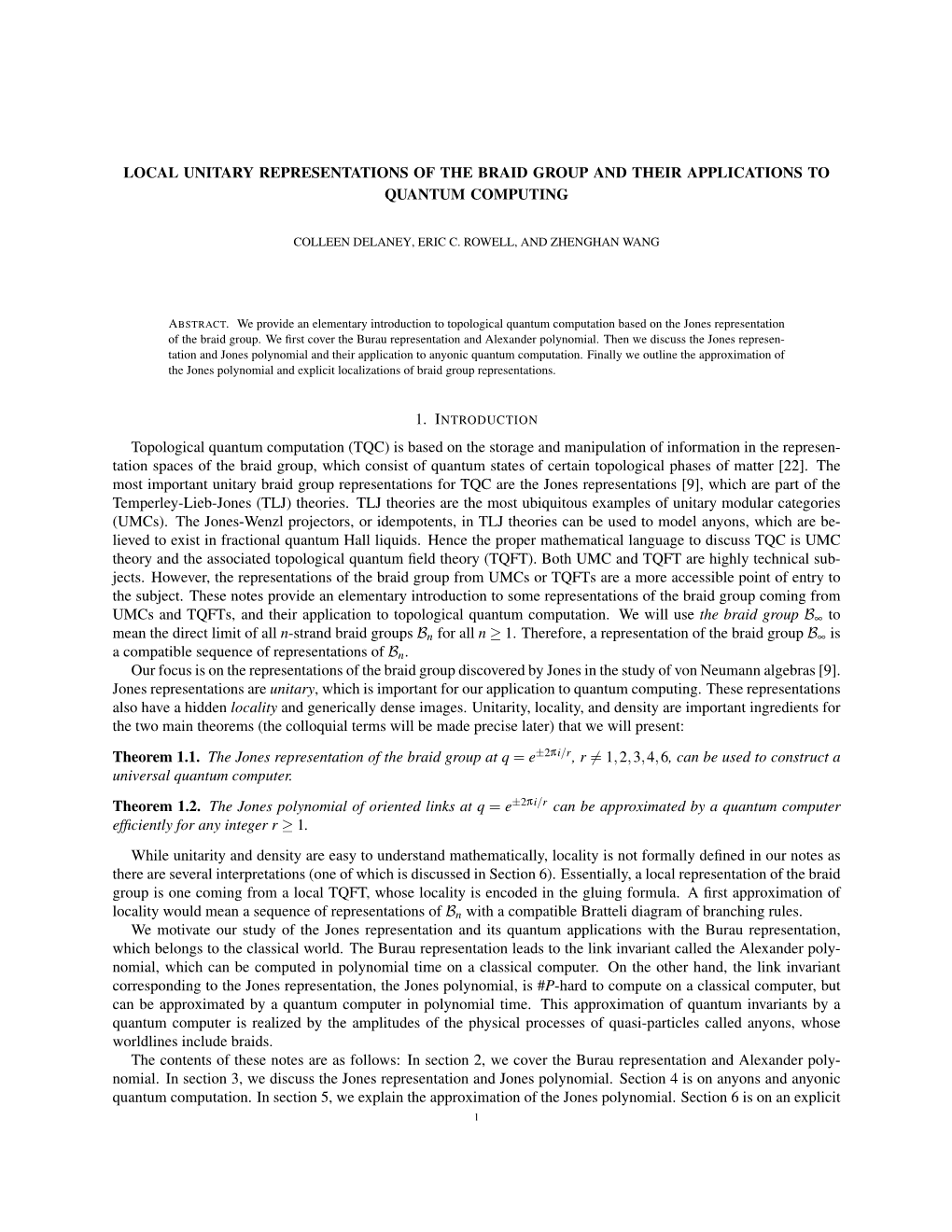 Local Unitary Representations of the Braid Group and Their Applications to Quantum Computing