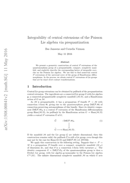 Integrability of Central Extensions of the Poisson Lie Algebra Via
