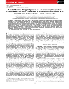 Genetic Identities of Cryptic Species in the Strombidium Stylifer/Apolatum/ Oculatum Cluster, Including a Description of Strombidium Rassoulzadegani N