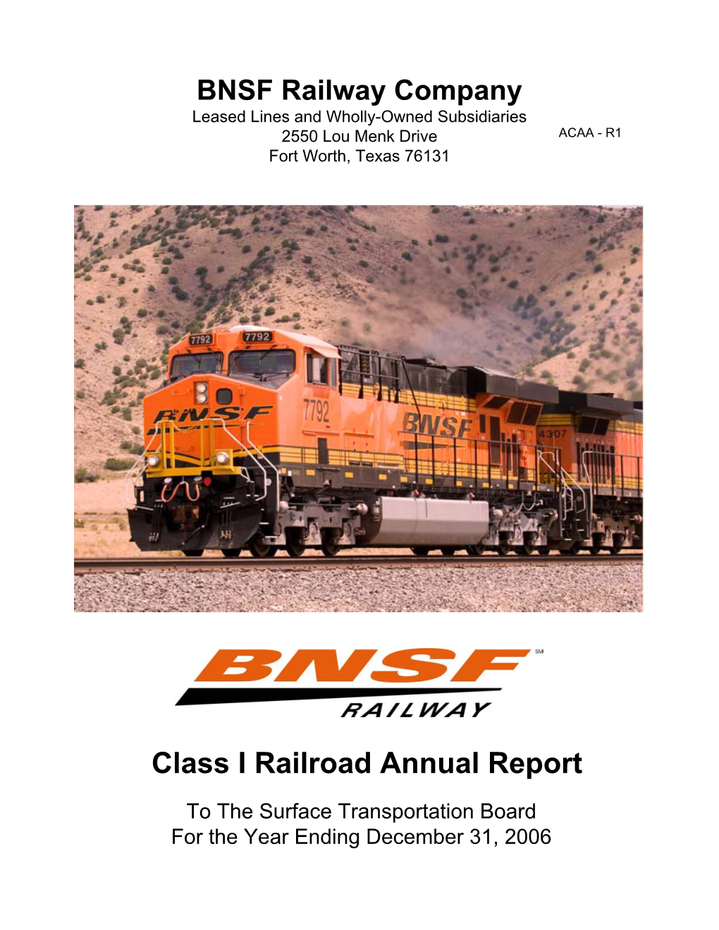 Class I Railroad Annual Report